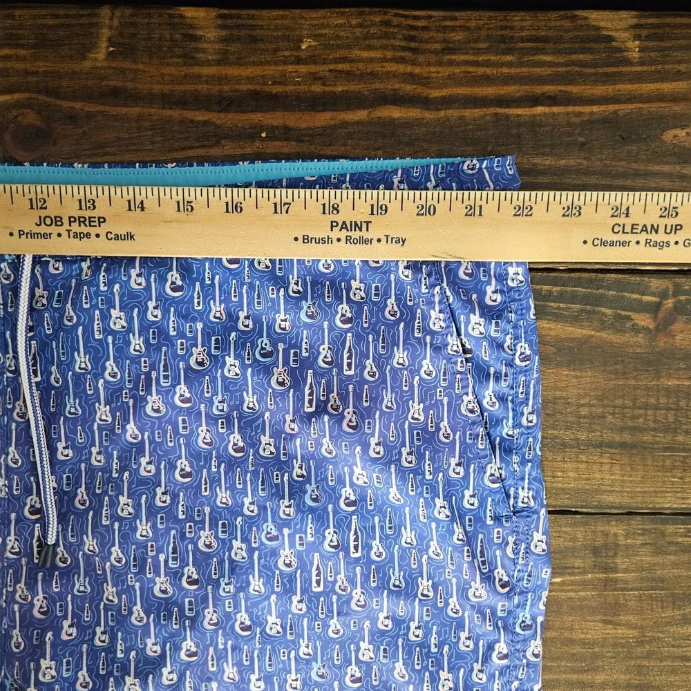 Peter Millar Men's Swimming Shorts Draw String Guitar Print about 2XL‎